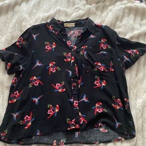 Bird Hawaiian shirt black